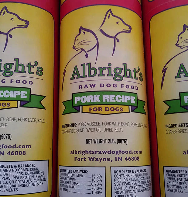 Raw Pork Pet Food, 36 lb. Case (18 x 2 lb. rolls)
